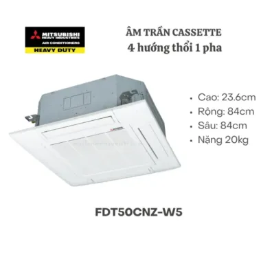 Máy lạnh âm trần Cassette Mitsubishi Heavy FDT50CNZ-W5 4 hướng thổi 1 pha RCN-T-5BW-E2